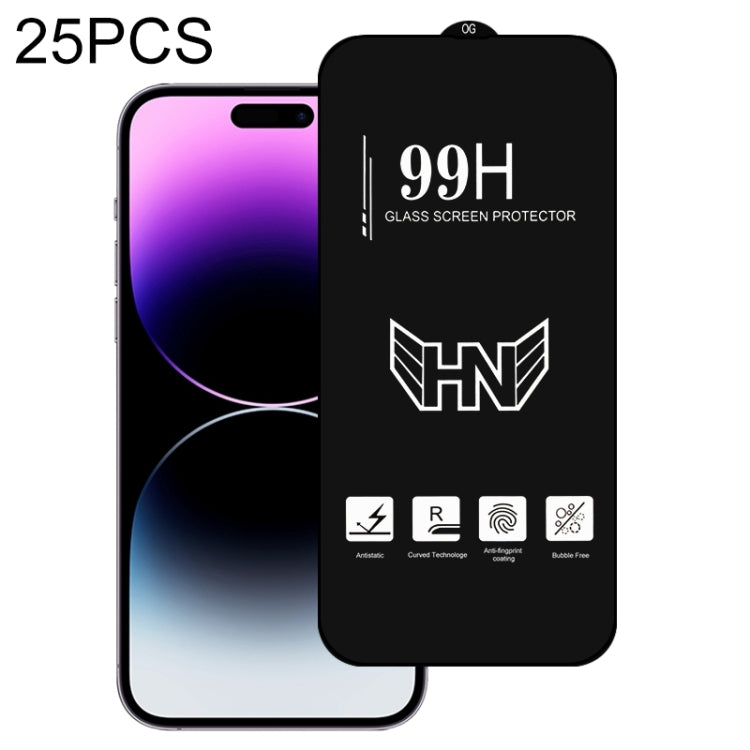 Frendorf | Für iPhone 14 Pro 25 Stück Hoch Aluminium Große Bogen Vollbild Gehärtetes Glas Film