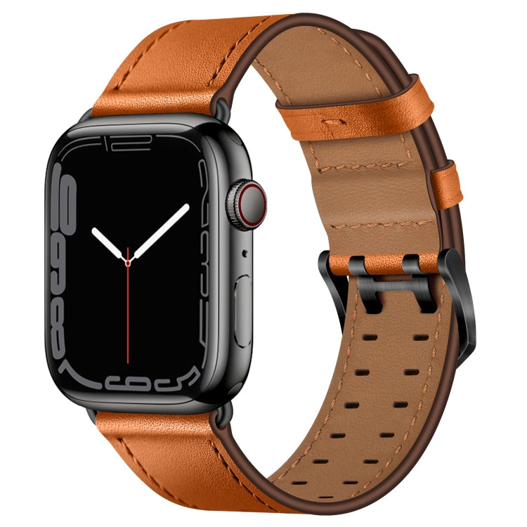 Frendorf | Doppelte Schnallen Lederarmband für Apple Watch Series 9&8&7 41mm / SE 3&SE 2&6&SE&5&4 40mm / 3&2&1 38mm (Braun Schwarz Schnalle)