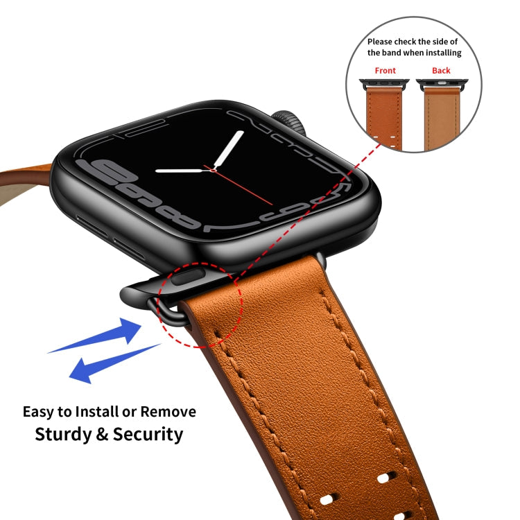 Frendorf | Doppelte Schnallen Lederarmband für Apple Watch Series 9&8&7 41mm / SE 3&SE 2&6&SE&5&4 40mm / 3&2&1 38mm (Braun Schwarz Schnalle)