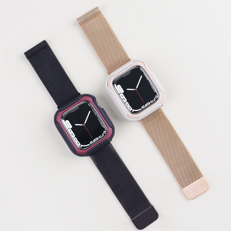 Frendorf | Abnehmbare Zweifarbige Uhrengehäuse Für Apple Watch Series 9 / 8 / 7 41mm / 6&SE&5&4 40mm (Schwarz Rot)