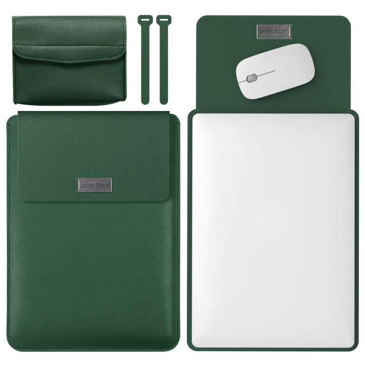 Frendorf | 4 in 1 Lichtgewicht en Draagbare Leren Computer Bag, Maat: 15.4/15.6/16.1 inch (Donkergroen)