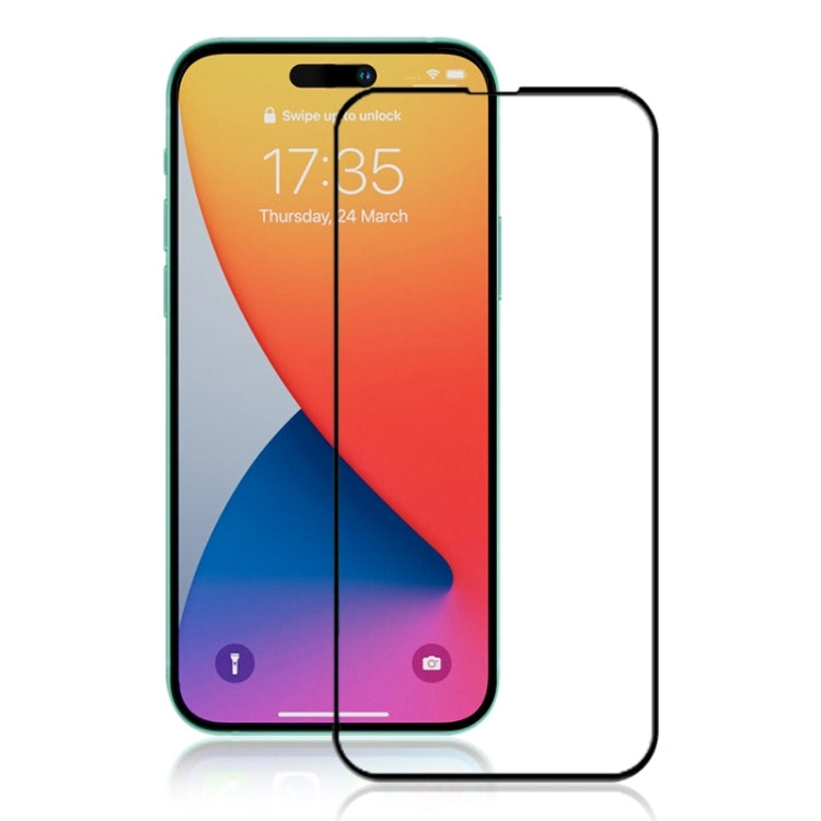 Frendorf | Für iPhone 14 Pro mocolo 9H Full Glue Silk Print gehärtete Glasfolie (Schwarz)