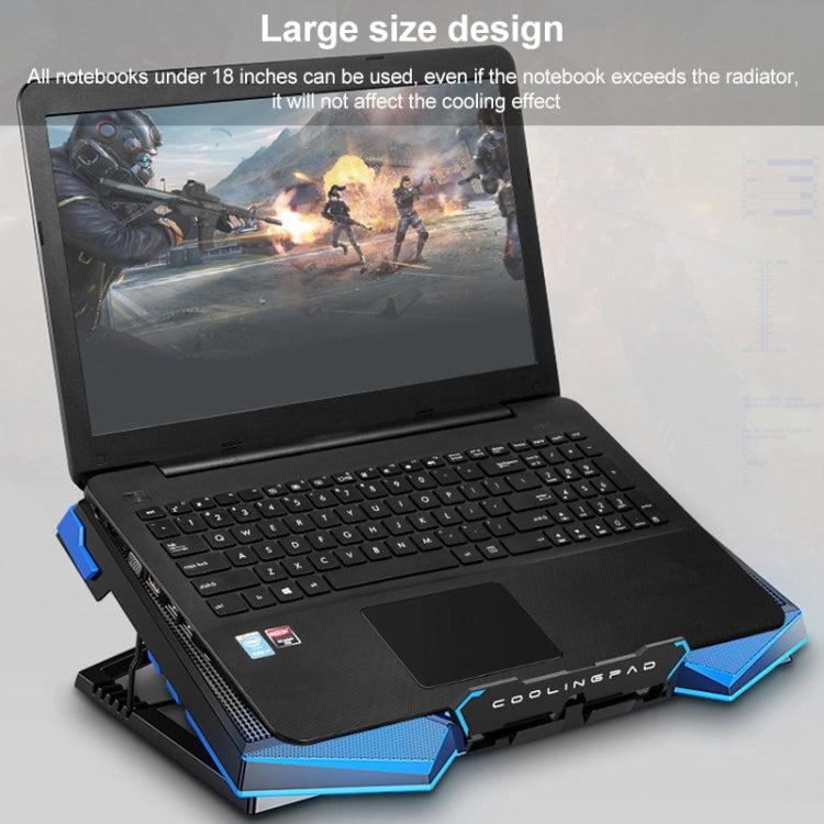 Frendorf | 5 Fan 2 USB Hebe Faltbares Laptop Kühlständer (Blau Rot)