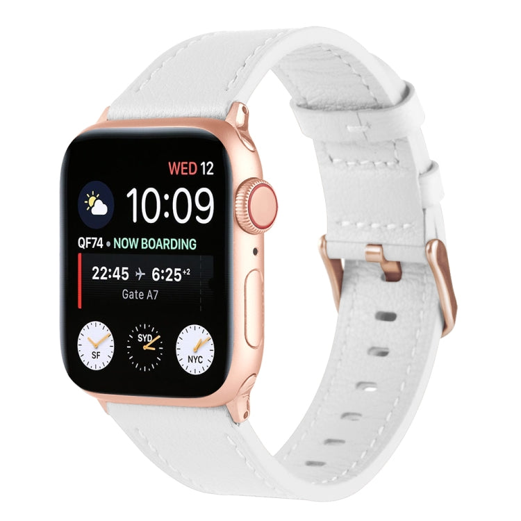 Frerndorf | Universelles Echtleder-Armband für Apple Watch Series 8&7 41mm / SE 2&6&SE&5&4 40mm / 3&2&1 38mm (Weiß)