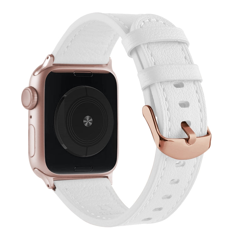 Frerndorf | Universelles Echtleder-Armband für Apple Watch Series 8&7 41mm / SE 2&6&SE&5&4 40mm / 3&2&1 38mm (Weiß)