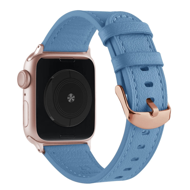 Frerndorf | Universelles Echtleder-Uhrenarmband für Apple Watch Series 8&7 41mm / SE 2&6&SE&5&4 40mm / 3&2&1 38mm (See Blau)