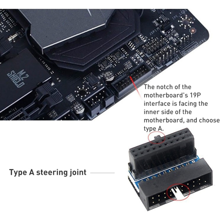 Frendorf | 10 Stück 3.0 19P 20P Motherboard Male To Female Extension Adapter, Modell: PH19B(Schwarz Blau)