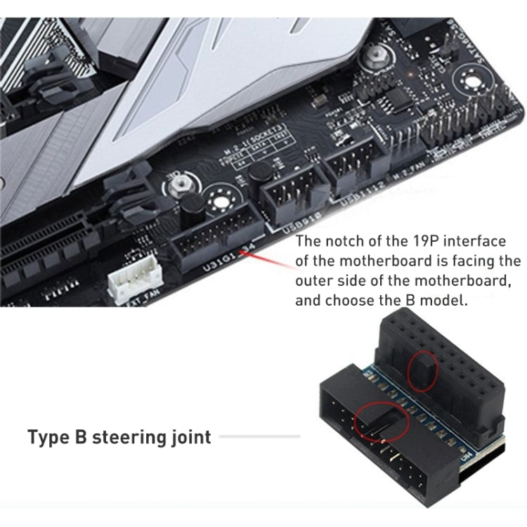 Frendorf | 10 Stück 3.0 19P 20P Motherboard Male To Female Extension Adapter, Modell: PH19B(Schwarz Blau)