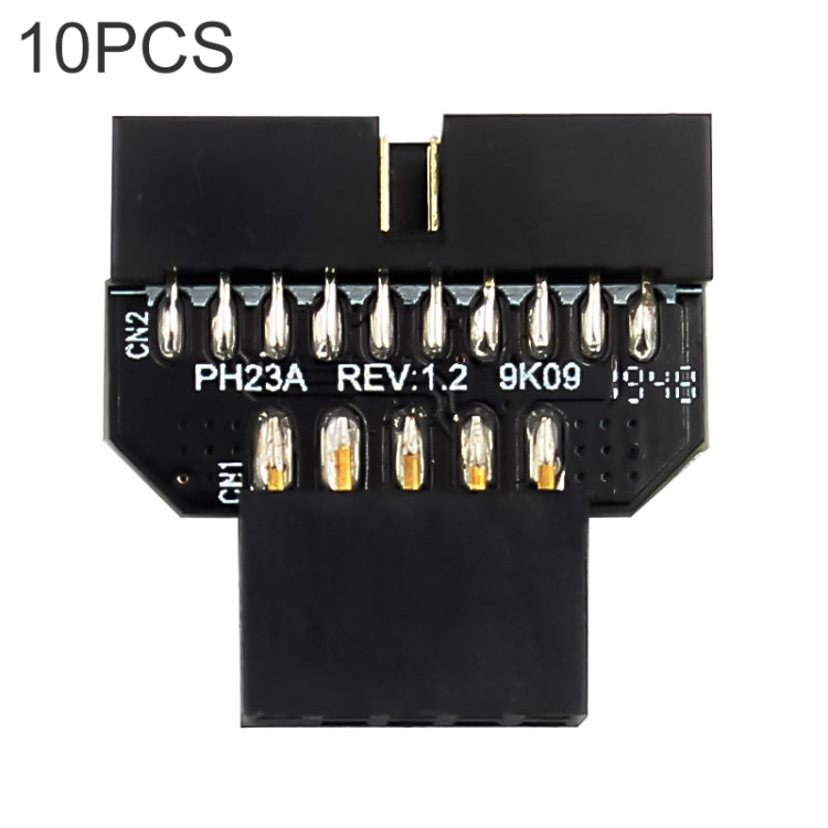 Frendorf | 10 PCS Motherboard USB 2.0 9Pin zu USB 3.0 19Pin Plug-in Connector Adapter, Modell: PH23A