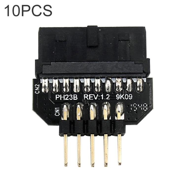 Frendorf | 10 PCS Motherboard USB 2.0 9Pin zu USB 3.0 19Pin Stecker-Connector-Adapter, Modell:PH23B