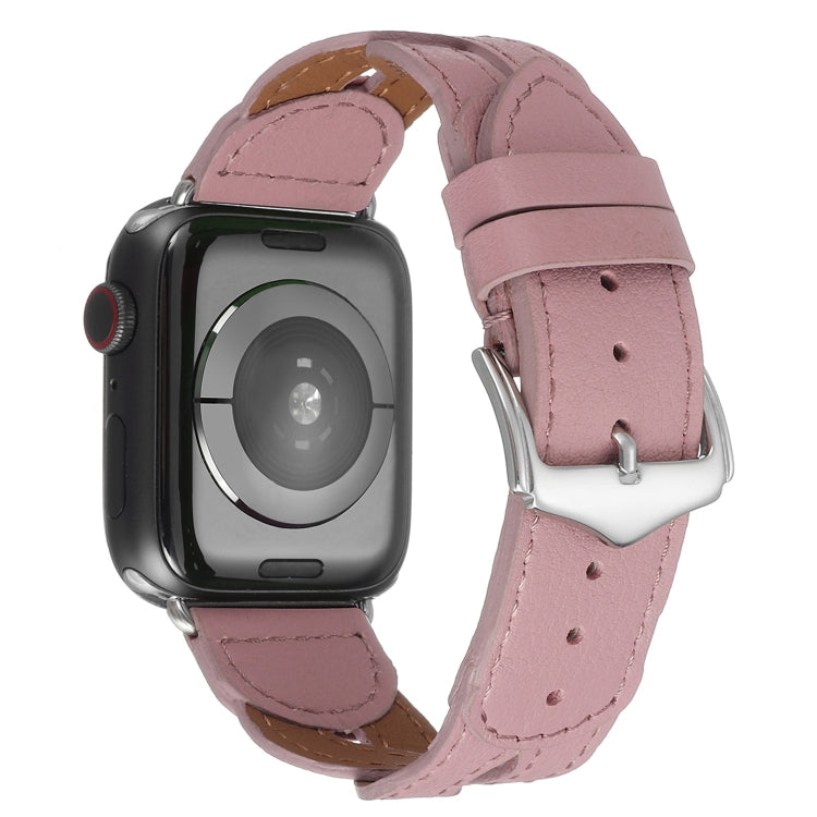 Frerndorf | Twist Gestepptes Echtes Leder Uhrenarmband Für Apple Watch Serie 9&8&7 41mm / SE 3&SE 2&6&SE&5&4 40mm / 3&2&1 38mm (Rosa)