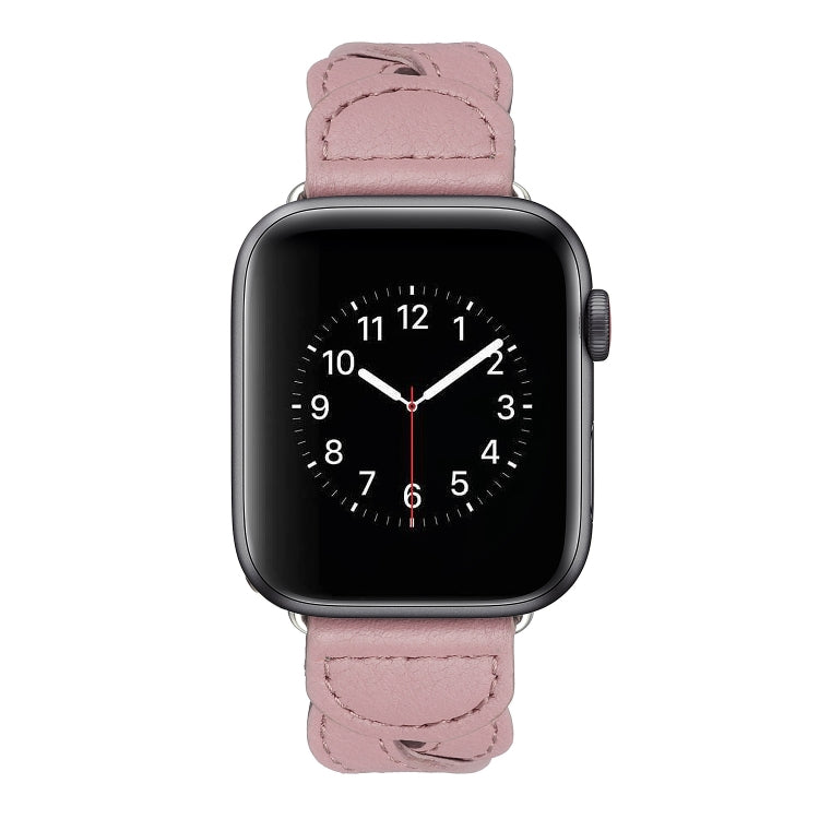 Frerndorf | Twist Gestepptes Echtes Leder Uhrenarmband Für Apple Watch Serie 9&8&7 41mm / SE 3&SE 2&6&SE&5&4 40mm / 3&2&1 38mm (Rosa)