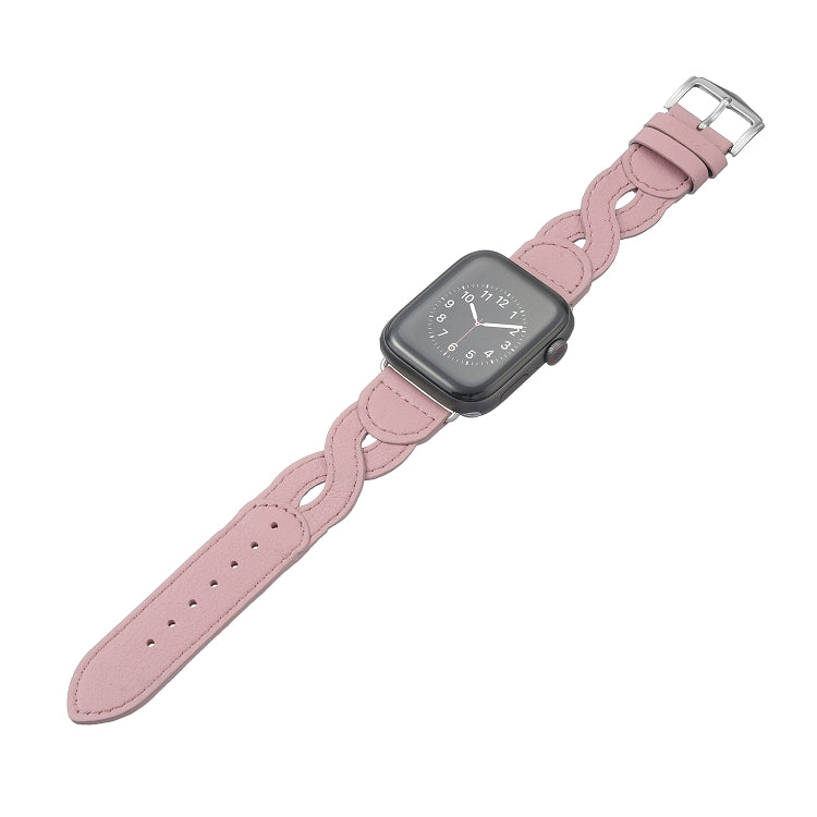 Frerndorf | Twist Gestepptes Echtes Leder Uhrenarmband Für Apple Watch Serie 9&8&7 41mm / SE 3&SE 2&6&SE&5&4 40mm / 3&2&1 38mm (Rosa)