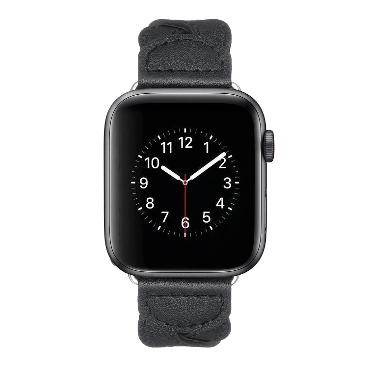 Frerndorf | Twist Genähtes Echtes Leder Uhrband Für Apple Watch Series 9&8&7 41mm / SE 3&SE 2&6&SE&5&4 40mm / 3&2&1 38mm (Schwarz)