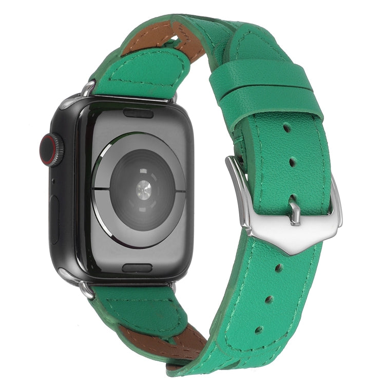 Frerndorf | Twist Genähtes Echtes Leder Uhrenarmband Für Apple Watch Series 9&8&7 41mm / SE 3&SE 2&6&SE&5&4 40mm / 3&2&1 38mm (Grün)