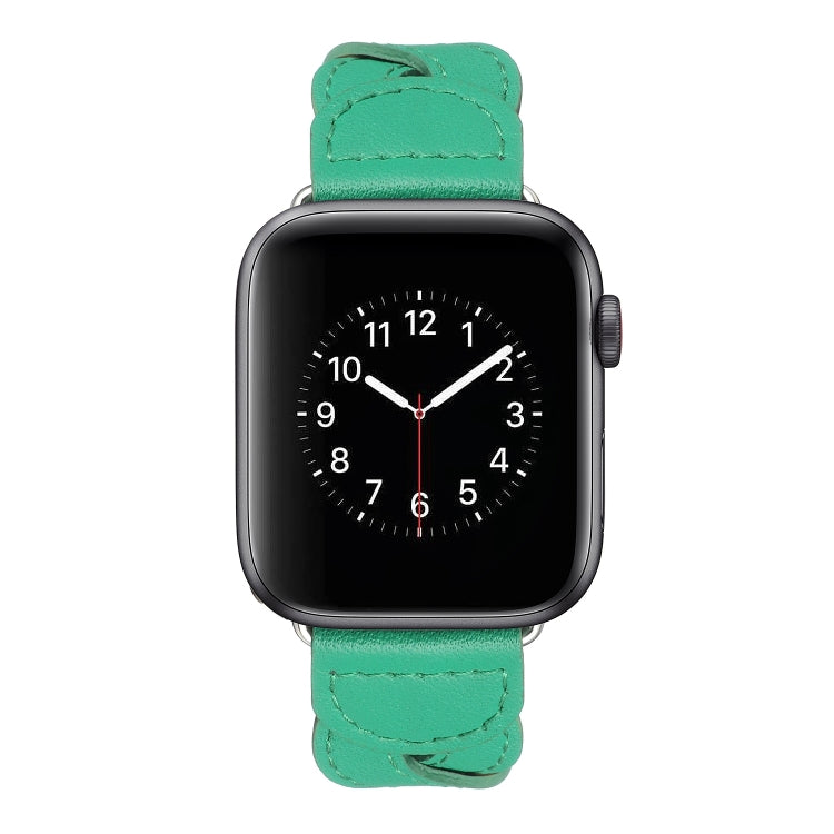 Frerndorf | Twist Genähtes Echtes Leder Uhrenarmband Für Apple Watch Series 9&8&7 41mm / SE 3&SE 2&6&SE&5&4 40mm / 3&2&1 38mm (Grün)