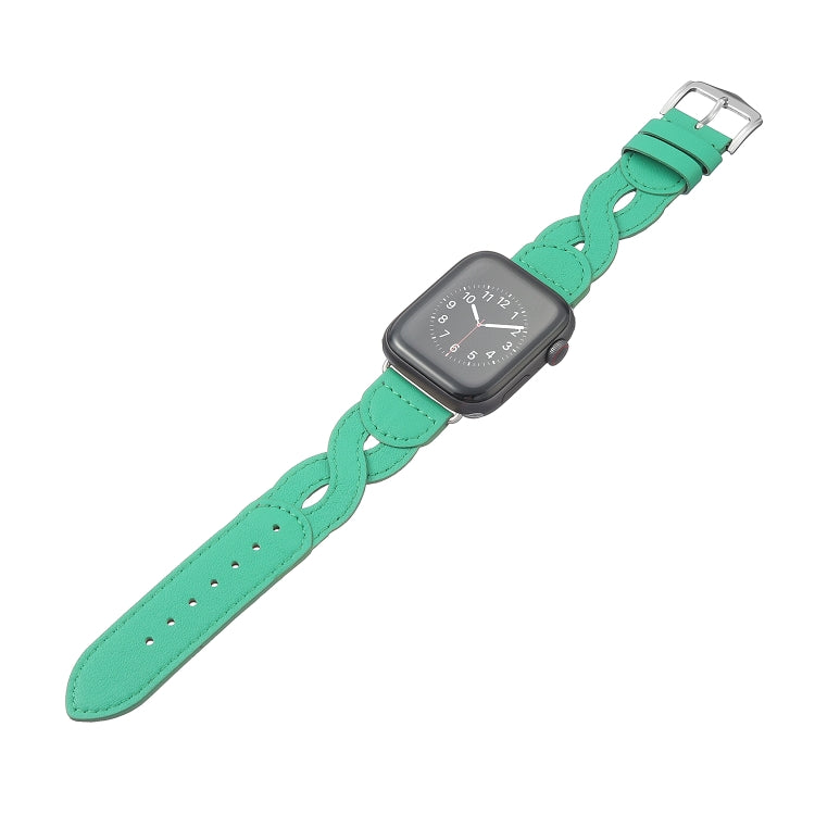 Frerndorf | Twist Genähtes Echtes Leder Uhrenarmband Für Apple Watch Series 9&8&7 41mm / SE 3&SE 2&6&SE&5&4 40mm / 3&2&1 38mm (Grün)