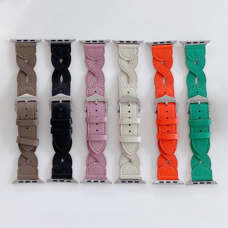 Frerndorf | Twist Genähtes Echtes Leder Uhrenarmband Für Apple Watch Series 9&8&7 41mm / SE 3&SE 2&6&SE&5&4 40mm / 3&2&1 38mm (Grün)