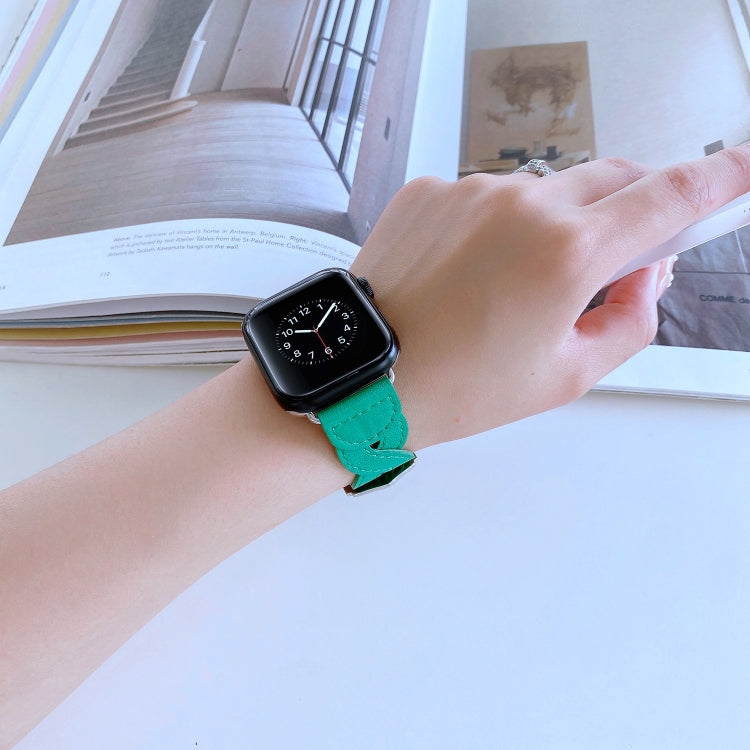 Frerndorf | Twist Genähtes Echtes Leder Uhrenarmband Für Apple Watch Series 9&8&7 41mm / SE 3&SE 2&6&SE&5&4 40mm / 3&2&1 38mm (Grün)