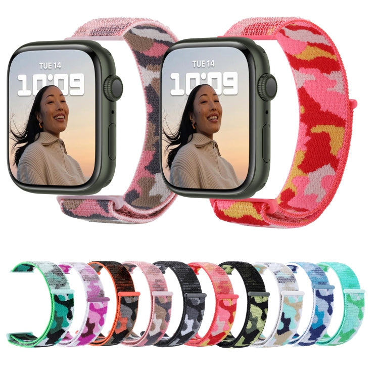 Frerndorf | Nylon Loop Uhrband für Apple Watch Series 9&8&7 41mm / SE 3&SE 2&6&SE&5&4 40mm / 3&2&1 38mm (Orange Camouflage)