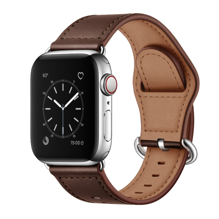 Frerndorf | Echtes Leder Armband für Apple Watch Series 9&8&7 41mm / SE 3&SE 2&6&SE&5&4 40mm / 3&2&1 38mm (Dunkelbraune Nadeltextur)