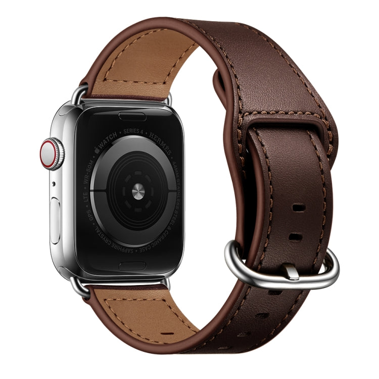 Frerndorf | Echtes Leder Armband für Apple Watch Series 9&8&7 41mm / SE 3&SE 2&6&SE&5&4 40mm / 3&2&1 38mm (Dunkelbraune Nadeltextur)