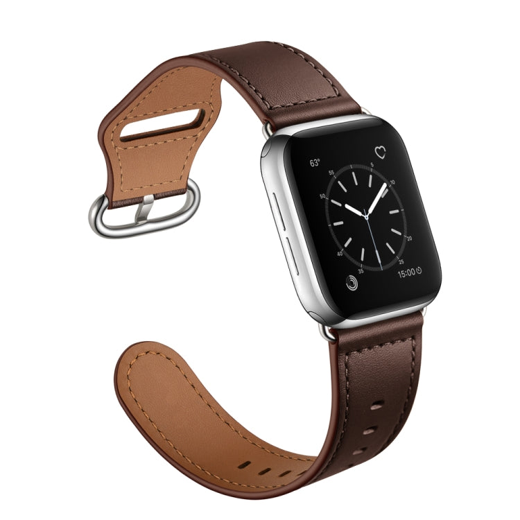 Frerndorf | Echtes Leder Armband für Apple Watch Series 9&8&7 41mm / SE 3&SE 2&6&SE&5&4 40mm / 3&2&1 38mm (Dunkelbraune Nadeltextur)