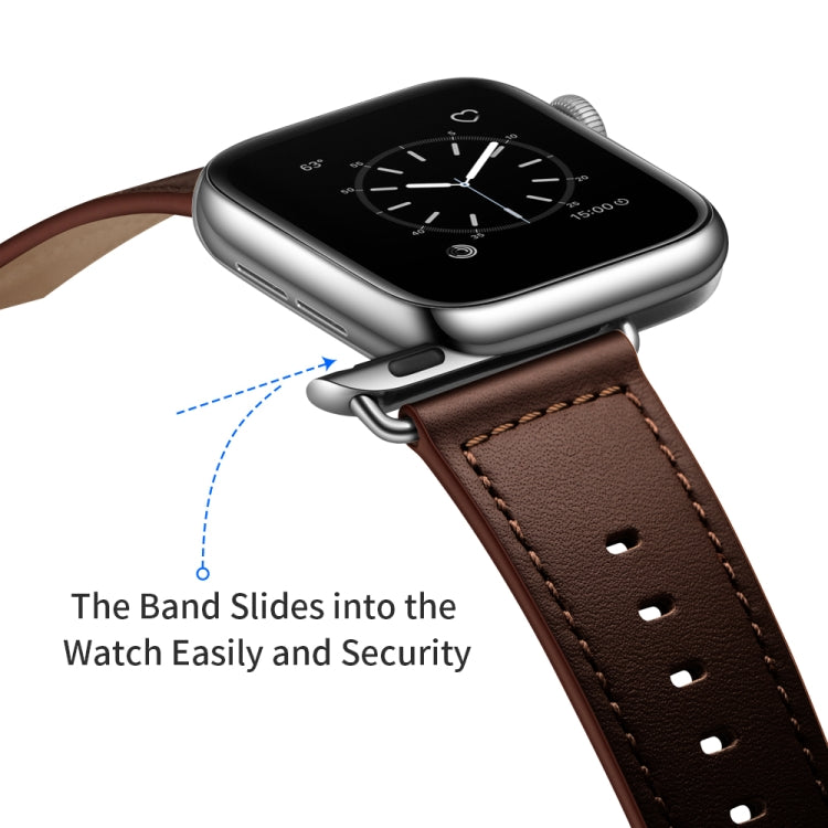Frerndorf | Echtes Leder Armband für Apple Watch Series 9&8&7 41mm / SE 3&SE 2&6&SE&5&4 40mm / 3&2&1 38mm (Dunkelbraune Nadeltextur)