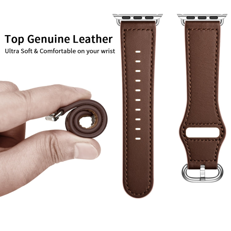 Frerndorf | Echtes Leder Armband für Apple Watch Series 9&8&7 41mm / SE 3&SE 2&6&SE&5&4 40mm / 3&2&1 38mm (Dunkelbraune Nadeltextur)