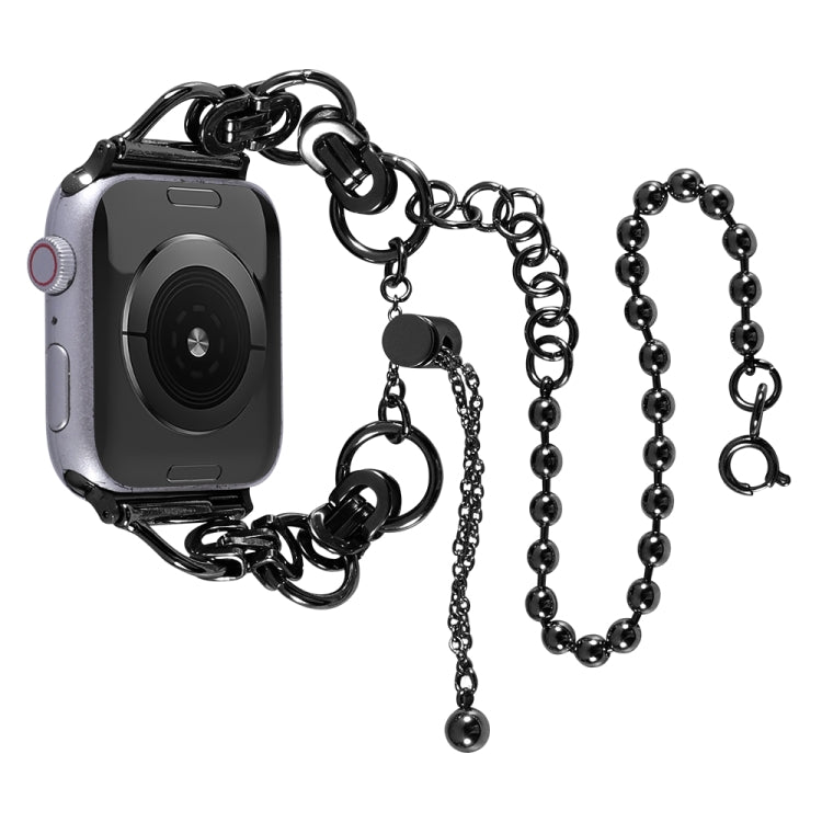 Frendorf | Doppelkette 2-Perlen Edelstahl-Uhrenarmband für Apple Watch Series 9&8&7 41mm / SE 3&SE 2&6&SE&5&4 40mm / 3&2&1 38mm (Schwarz)