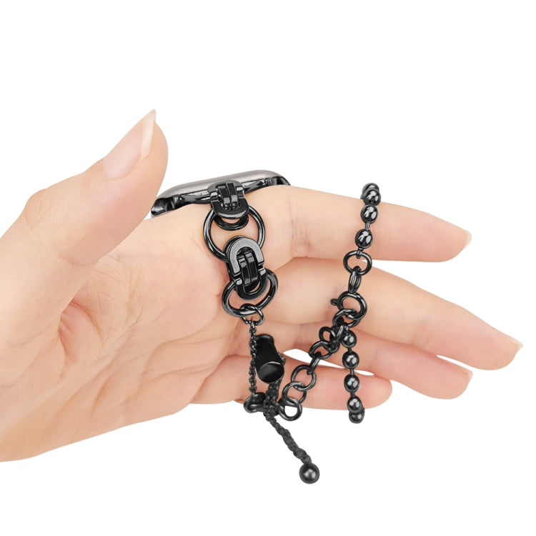 Frendorf | Doppelkette 2-Perlen Edelstahl-Uhrenarmband für Apple Watch Series 9&8&7 41mm / SE 3&SE 2&6&SE&5&4 40mm / 3&2&1 38mm (Schwarz)