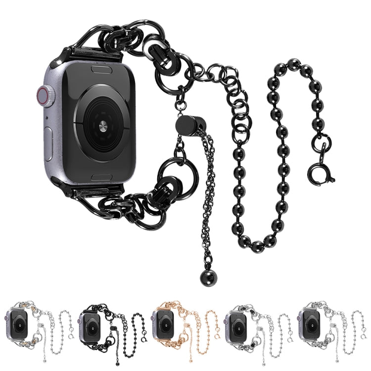 Frendorf | Doppelkette 2-Perlen Edelstahl-Uhrenband für Apple Watch Series 9&8&7 41mm / SE 3&SE 2&6&SE&5&4 40mm / 3&2&1 38mm (Silber)