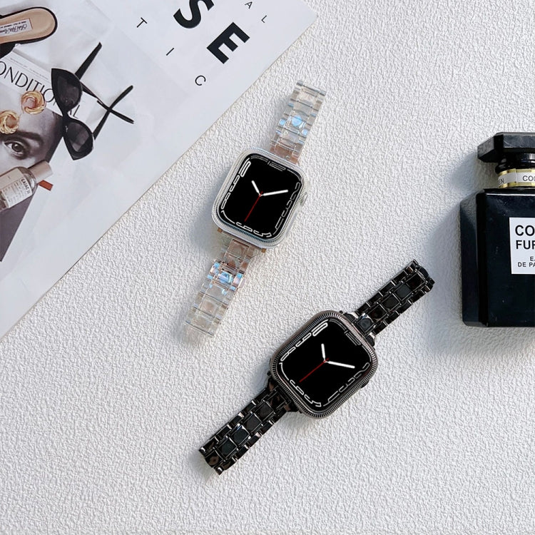 Frendorf | Elektroplattiertes Acryl-Uhrenband für Apple Watch Series 9&8&7 41mm / SE 3&SE 2&6&SE&5&4 40mm / 3&2&1 38mm (Schwarz)