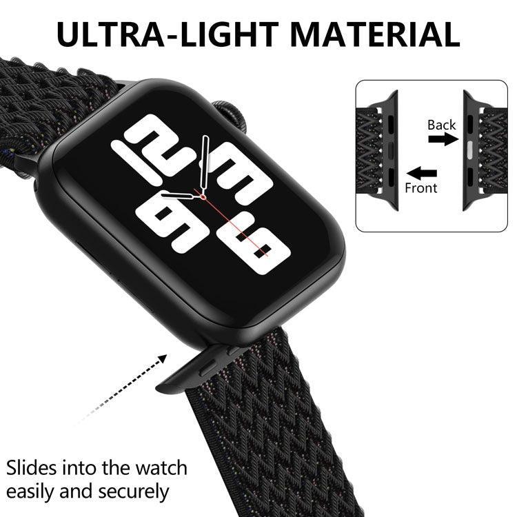 Frerndorf | Wave Nylon Uhrband für Apple Watch Ultra 49mm&Watch Ultra 2 49mm / Series 9&8&7 45mm / SE 3&SE 2&6&SE&5&4 44mm / 3&2&1 42mm (Mitternachtsblau Schwarz)