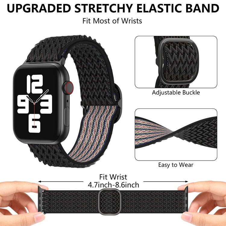 Frerndorf | Wave Nylon Uhrband für Apple Watch Ultra 49mm&Watch Ultra 2 49mm / Series 9&8&7 45mm / SE 3&SE 2&6&SE&5&4 44mm / 3&2&1 42mm (Mitternachtsblau Schwarz)