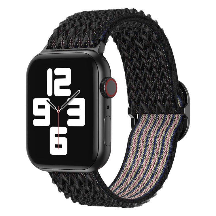 Frerndorf | Wave Nylon-Uhrenarmband für Apple Watch Series 9&8&7 41mm / SE 3&SE 2&6&SE&5&4 40mm / 3&2&1 38mm (Obsidian Schwarz)