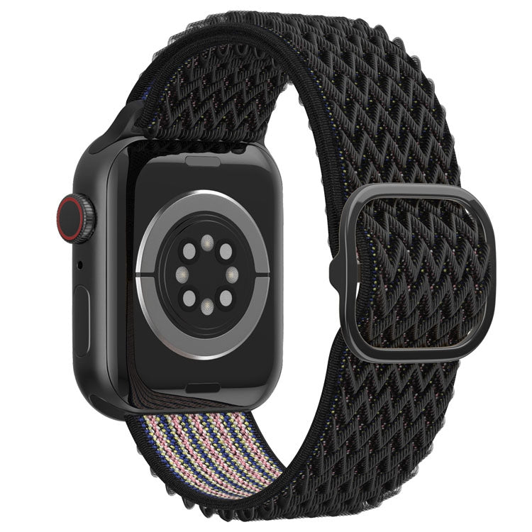 Frerndorf | Wave Nylon-Uhrenarmband für Apple Watch Series 9&8&7 41mm / SE 3&SE 2&6&SE&5&4 40mm / 3&2&1 38mm (Obsidian Schwarz)