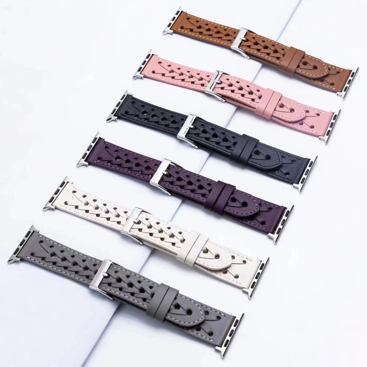 Frerndorf | Echtes Leder Geflochtenes Uhrenarmband Für Apple Watch Series 9&8&7 41mm / SE 3&SE 2&6&SE&5&4 40mm / 3&2&1 38mm(Grau)