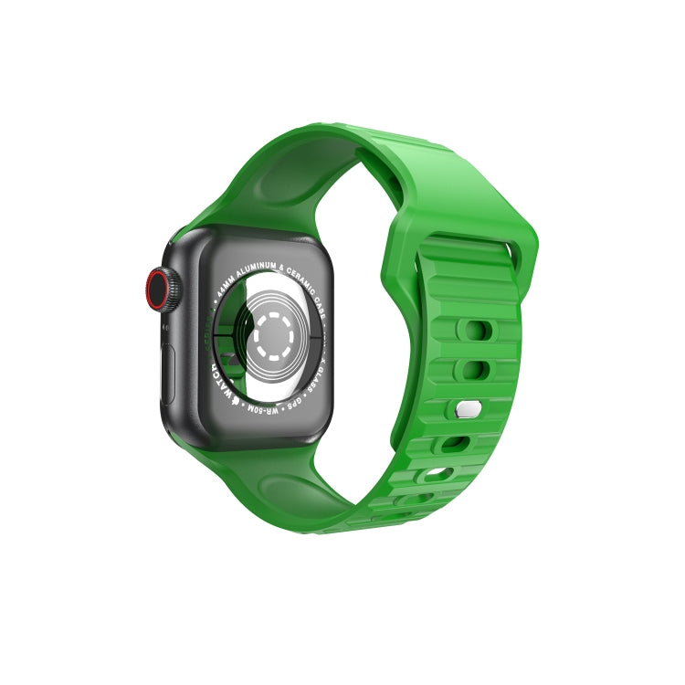 Frerndorf | Waves Silikon Uhrband Für Apple Watch Series 9&8&7 41mm / SE 3&SE 2&6&SE&5&4 40mm / 3&2&1 38mm (Grün)