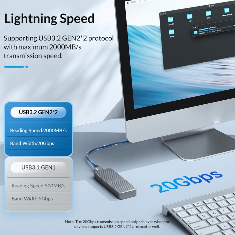 Frendorf | ORICO M221C3-SV M.2 NGFF 6Gbps SSD Gehäuse (Silber)