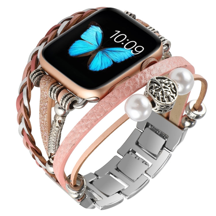 Frerndorf | Schmuck-Uhrenarmband für Apple Watch Series 9&8&7 41mm / SE 3&SE 2&6&SE&5&4 40mm / 3&2&1 38mm (Rosa)