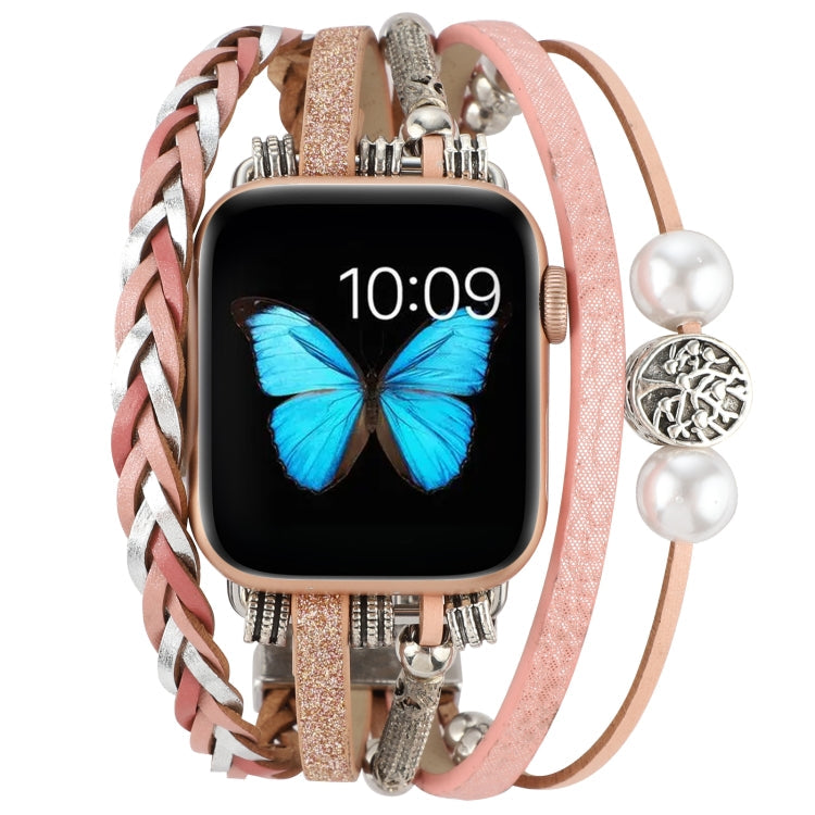 Frerndorf | Schmuck-Uhrenarmband für Apple Watch Series 9&8&7 41mm / SE 3&SE 2&6&SE&5&4 40mm / 3&2&1 38mm (Rosa)