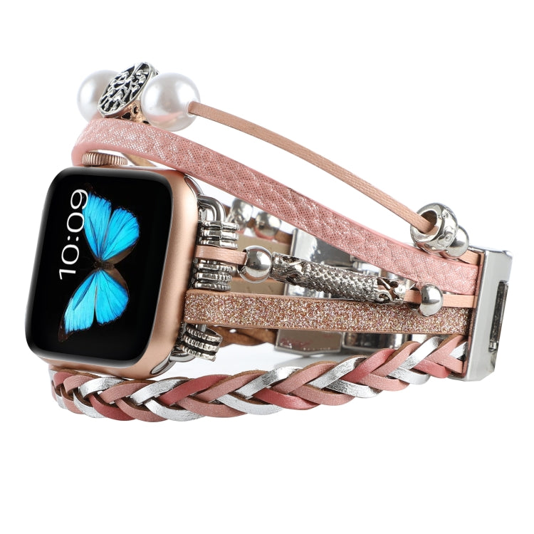 Frerndorf | Schmuck-Uhrenarmband für Apple Watch Series 9&8&7 41mm / SE 3&SE 2&6&SE&5&4 40mm / 3&2&1 38mm (Rosa)