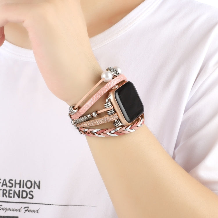 Frerndorf | Schmuck-Uhrenarmband für Apple Watch Series 9&8&7 41mm / SE 3&SE 2&6&SE&5&4 40mm / 3&2&1 38mm (Rosa)