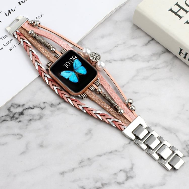 Frerndorf | Schmuck-Uhrenarmband für Apple Watch Series 9&8&7 41mm / SE 3&SE 2&6&SE&5&4 40mm / 3&2&1 38mm (Rosa)