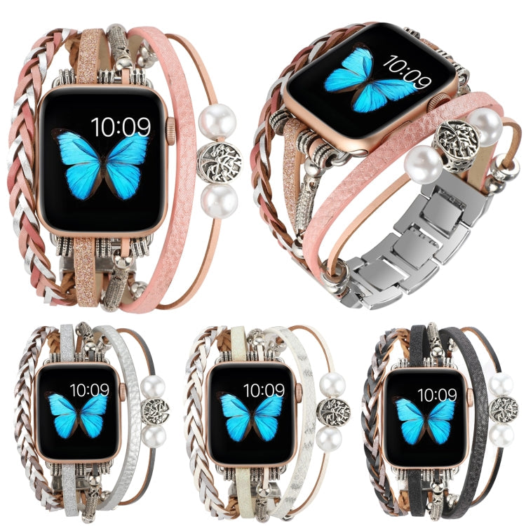 Frerndorf | Schmuck-Uhrenarmband für Apple Watch Series 9&8&7 41mm / SE 3&SE 2&6&SE&5&4 40mm / 3&2&1 38mm (Rosa)