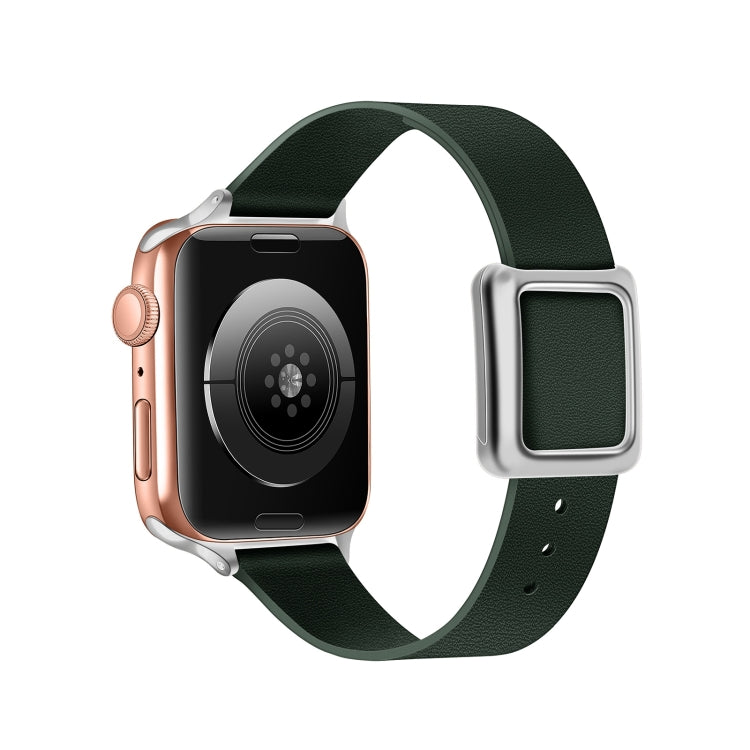 Frerndorf | Magnetische Silberne quadratische Schnallen-Uhrband für Apple Watch Ultra 49mm & Watch Ultra 2 49mm / Series 9 & 8 & 7 45mm / SE 3 & SE 2 & 6 & SE & 5 & 4 44mm / 3 & 2 & 1 42mm (Fir Green)