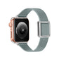Frerndorf | Magnetische silberne quadratische Schnallen-Uhrenarmband für Apple Watch Ultra 49mm&Watch Ultra 2 49mm / Serie 9&8&7 45mm / SE 3&SE 2&6&SE&5&4 44mm / 3&2&1 42mm (Flaxen)