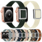 Frerndorf | Magnetische silberne quadratische Schnallen-Uhrenarmband für Apple Watch Ultra 49mm&Watch Ultra 2 49mm / Serie 9&8&7 45mm / SE 3&SE 2&6&SE&5&4 44mm / 3&2&1 42mm (Flaxen)