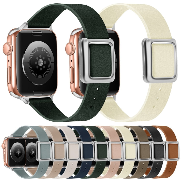 Frerndorf | Magnetische silberne quadratische Schnallen-Uhrenarmband für Apple Watch Ultra 49mm&Watch Ultra 2 49mm / Serie 9&8&7 45mm / SE 3&SE 2&6&SE&5&4 44mm / 3&2&1 42mm (Flaxen)
